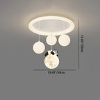 Contemporary Creative Panda Orb Cloud Petal Pebbles PE Iron LED Flush Mount Ceiling Light For Bedroom