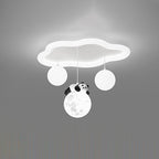 Contemporary Creative Panda Orb Cloud Petal Pebbles PE Iron LED Flush Mount Ceiling Light For Bedroom