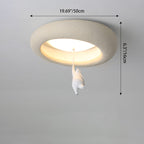Modern Minimalist Cartoon Bear Oval Glass Resin LED Flush Mount Ceiling Light For Living Room