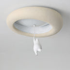 Modern Minimalist Cartoon Bear Oval Glass Resin LED Flush Mount Ceiling Light For Living Room