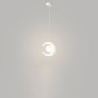 Modern Minimalist Orb Crescent Resin Iron LED Pendant Light For Living Room