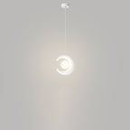 Modern Minimalist Orb Crescent Resin Iron LED Pendant Light For Living Room