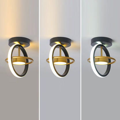 Modern Simplicity Square Round Silicone Iron LED Semi-Flush Mount Ceiling Light For Living Room