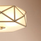 Modern Minimalist Decagonal Straight Glass Copper 3/4/5 Light Flush Mount Ceiling Light For Bedroom