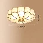 Modern Luxury Floral Round Glass Copper 3/4 Light Flush Mount Ceiling Light For Bedroom
