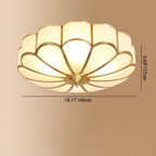Modern Luxury Floral Round Glass Copper 3/4 Light Flush Mount Ceiling Light For Bedroom