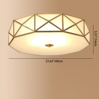 Modern Minimalist Decagonal Straight Glass Copper 3/4/5 Light Flush Mount Ceiling Light For Bedroom