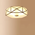 Modern Minimalist Decagonal Straight Glass Copper 3/4/5 Light Flush Mount Ceiling Light For Bedroom