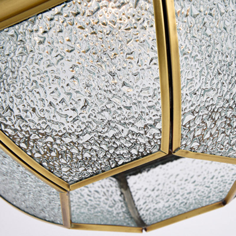 Contemporary Scandinavian Hexagon Round Glass Copper 1-Light Pendant Light For Living Room