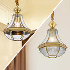 Contemporary Scandinavian Hexagon Round Glass Copper 1-Light Pendant Light For Living Room