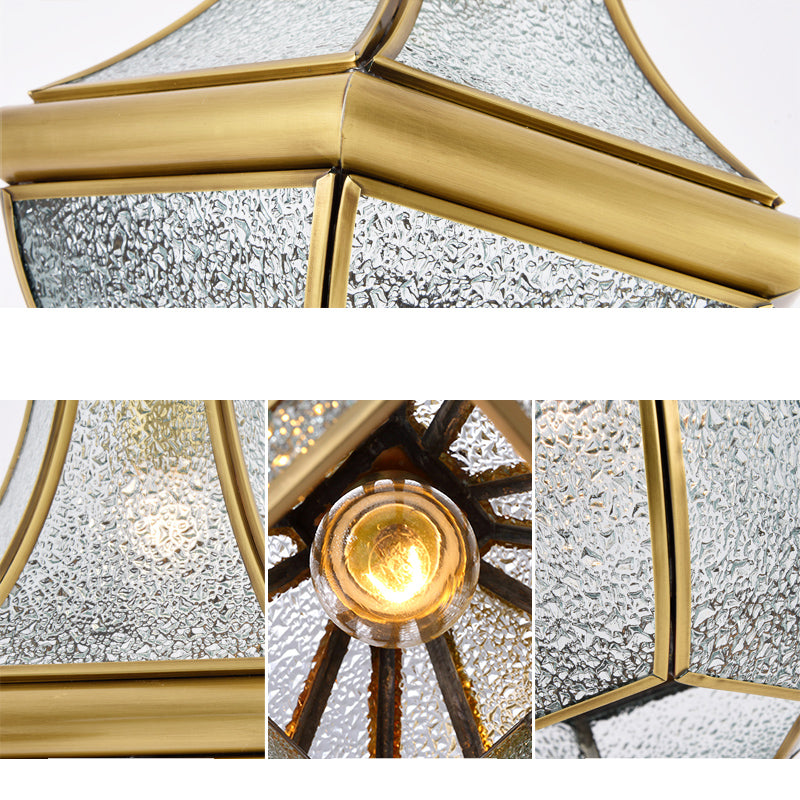 Contemporary Scandinavian Hexagon Round Glass Copper 1-Light Pendant Light For Living Room