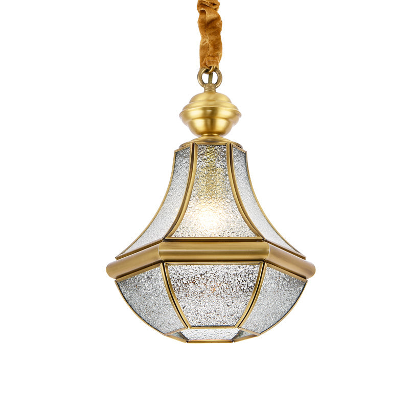 Contemporary Scandinavian Hexagon Round Glass Copper 1-Light Pendant Light For Living Room