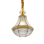Contemporary Scandinavian Hexagon Round Glass Copper 1-Light Pendant Light For Living Room