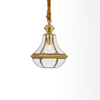 Contemporary Scandinavian Hexagon Round Glass Copper 1-Light Pendant Light For Living Room