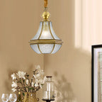 Contemporary Scandinavian Hexagon Round Glass Copper 1-Light Pendant Light For Living Room