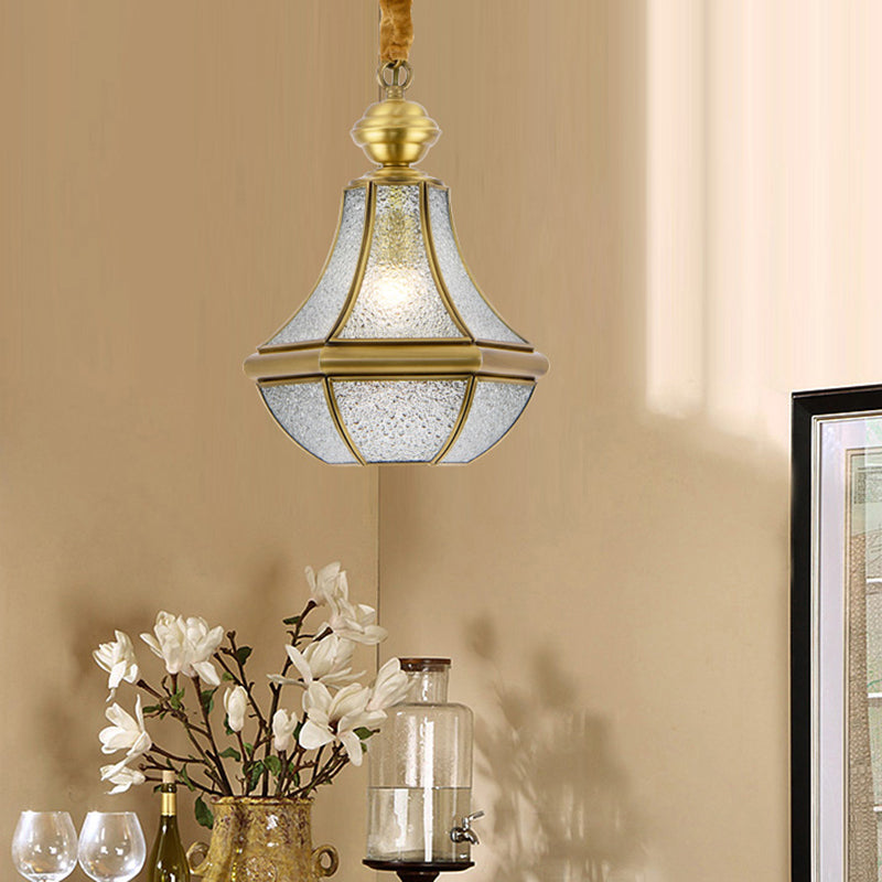 Contemporary Scandinavian Hexagon Round Glass Copper 1-Light Pendant Light For Living Room