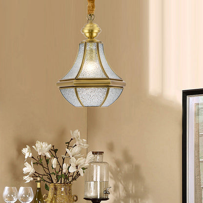 Contemporary Scandinavian Hexagon Round Glass Copper 1-Light Pendant Light For Living Room