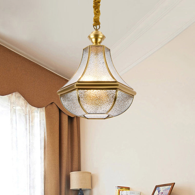 Contemporary Scandinavian Hexagon Round Glass Copper 1-Light Pendant Light For Living Room