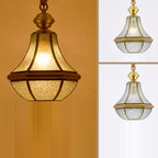 Contemporary Scandinavian Hexagon Round Glass Copper 1-Light Pendant Light For Living Room
