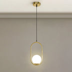 Modern Minimalist Tapered Oval Glass Hardware 1-Light Pendant Light For Living Room