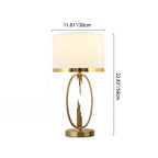 Modern Luxury Round Column Fabric Iron 1-Light Table Lamp For Living Room Lumendat