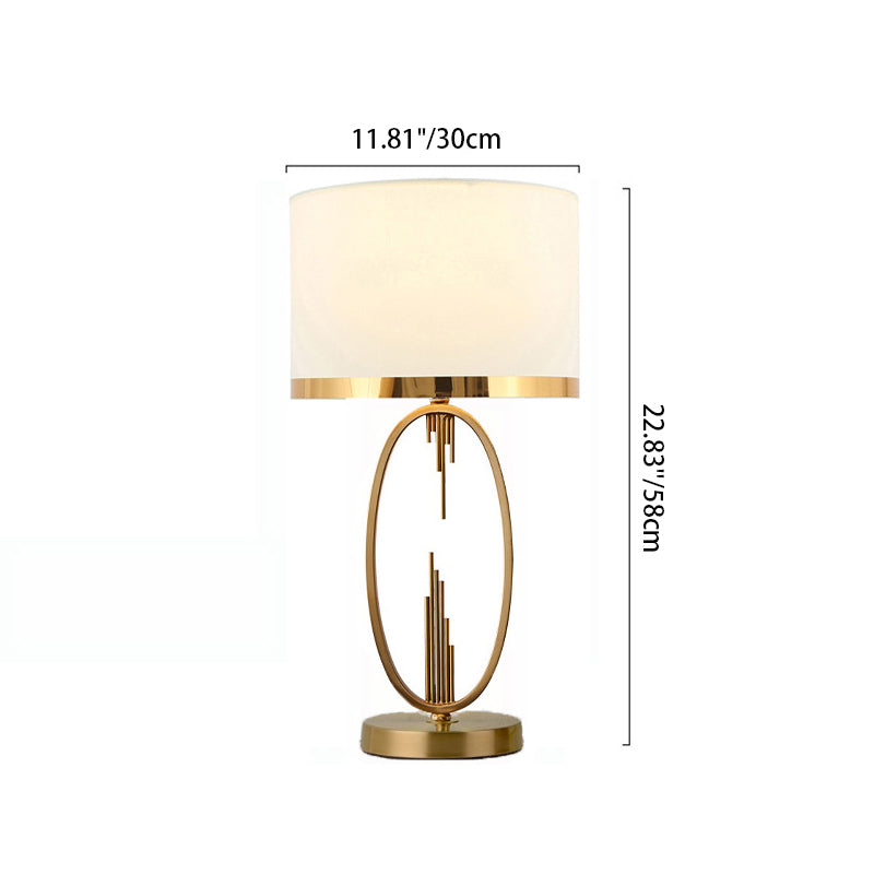 Modern Luxury Round Column Fabric Iron 1-Light Table Lamp For Living Room Lumendat