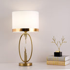 Modern Luxury Round Column Fabric Iron 1-Light Table Lamp For Living Room Lumendat