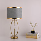 Modern Luxury Round Column Fabric Iron 1-Light Table Lamp For Living Room Lumendat