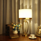 Modern Luxury Round Column Fabric Iron 1-Light Table Lamp For Living Room Lumendat