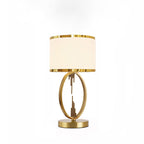 Modern Luxury Round Column Fabric Iron 1-Light Table Lamp For Living Room Lumendat
