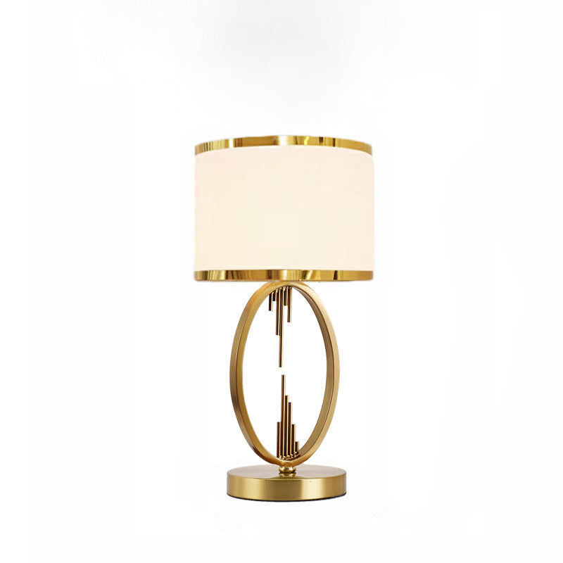 Modern Luxury Round Column Fabric Iron 1-Light Table Lamp For Living Room Lumendat