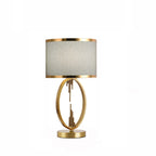 Modern Luxury Round Column Fabric Iron 1-Light Table Lamp For Living Room Lumendat