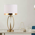 Modern Luxury Round Column Fabric Iron 1-Light Table Lamp For Living Room Lumendat