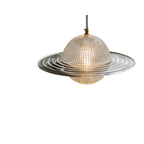 Contemporary Creative Planet Round Glass Iron LED Pendant Light For Bedroom