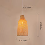 Traditional Chinese Cylinder Octopus Round Bamboo 1-Light Pendant Light For Living Room