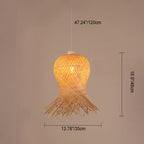 Traditional Chinese Cylinder Octopus Round Bamboo 1-Light Pendant Light For Living Room