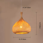 Traditional Chinese Cylinder Octopus Round Bamboo 1-Light Pendant Light For Living Room