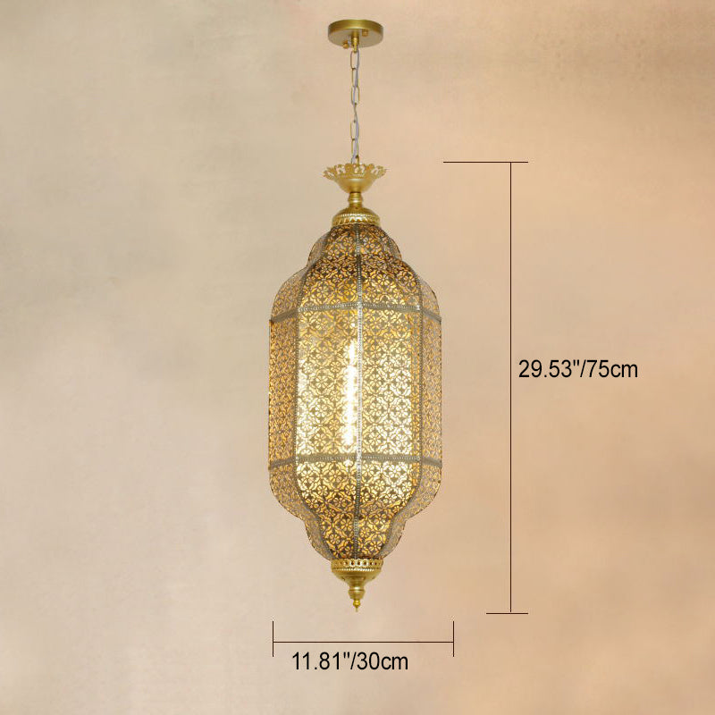 Traditional Vintage Round Column Iron 1-light Pendant Light for Living Room