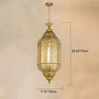 Traditional Vintage Round Column Iron 1-light Pendant Light for Living Room
