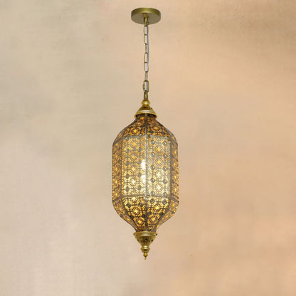 Traditional Vintage Round Column Iron 1-light Pendant Light for Living Room
