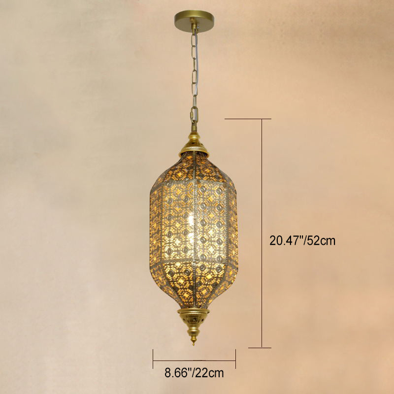 Traditional Vintage Round Column Iron 1-light Pendant Light for Living Room