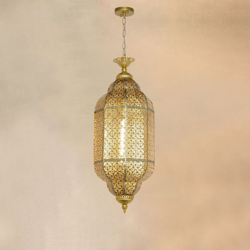 Traditional Vintage Round Column Iron 1-light Pendant Light for Living Room