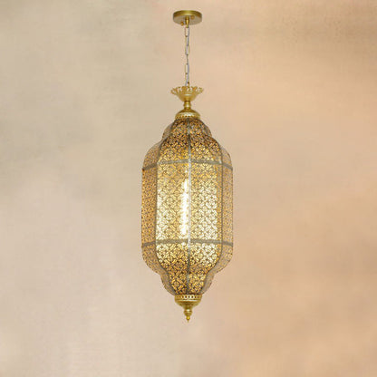 Traditional Vintage Round Column Iron 1-light Pendant Light for Living Room