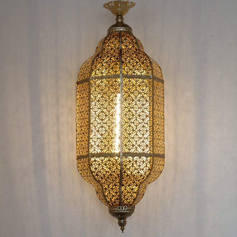 Traditional Vintage Round Column Iron 1-light Pendant Light for Living Room