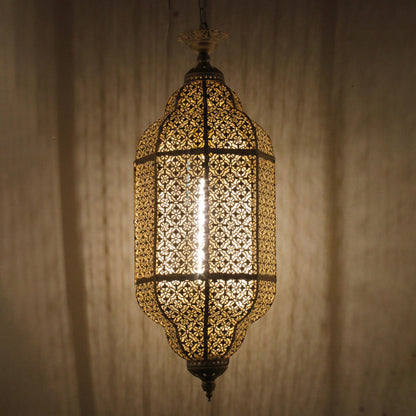 Traditional Vintage Round Column Iron 1-light Pendant Light for Living Room