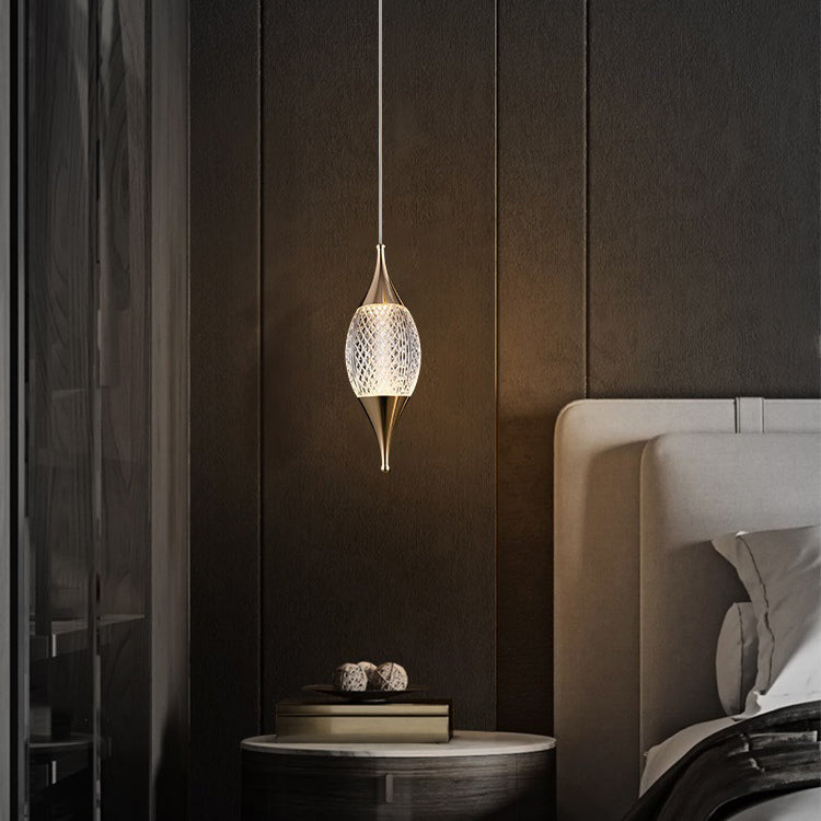 Modern Luxury Water Drop Shape Round Crystal Aluminum LED Pendant Light for Bedroom BulbSquare