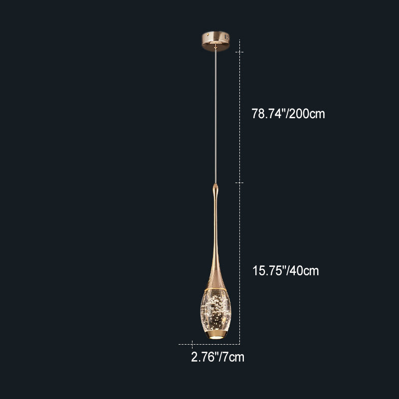Modern Luxury Water Drop Shape Round Crystal Aluminum LED Pendant Light for Bedroom BulbSquare
