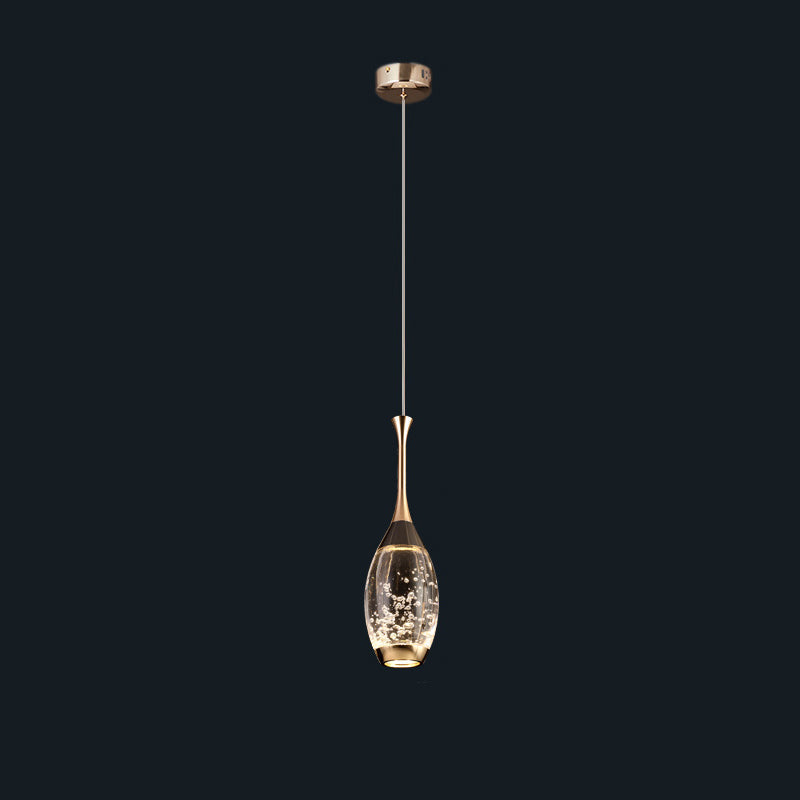 Modern Luxury Water Drop Shape Round Crystal Aluminum LED Pendant Light for Bedroom BulbSquare