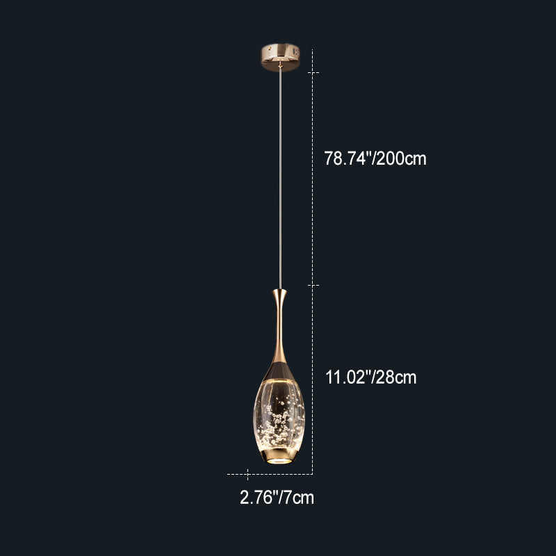 Modern Luxury Water Drop Shape Round Crystal Aluminum LED Pendant Light for Bedroom BulbSquare