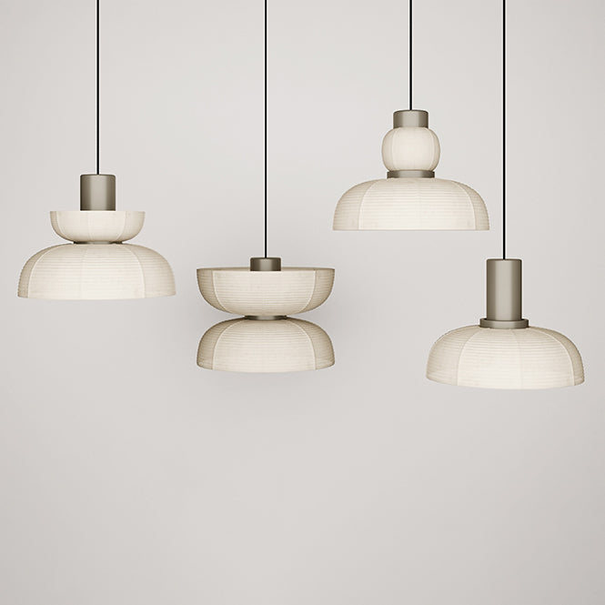 Traditional Japanese Half Round Column Fabric Wood 1-Light Pendant Light For Bedroom